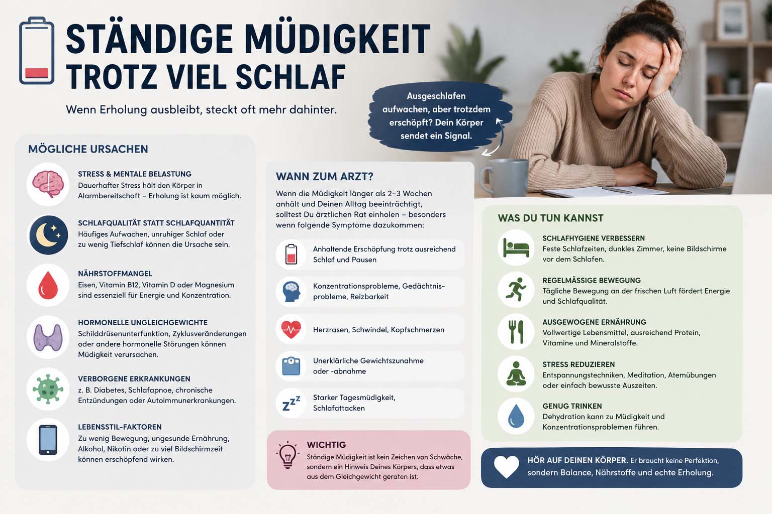 ständige müdigkeit trotz viel schlaf