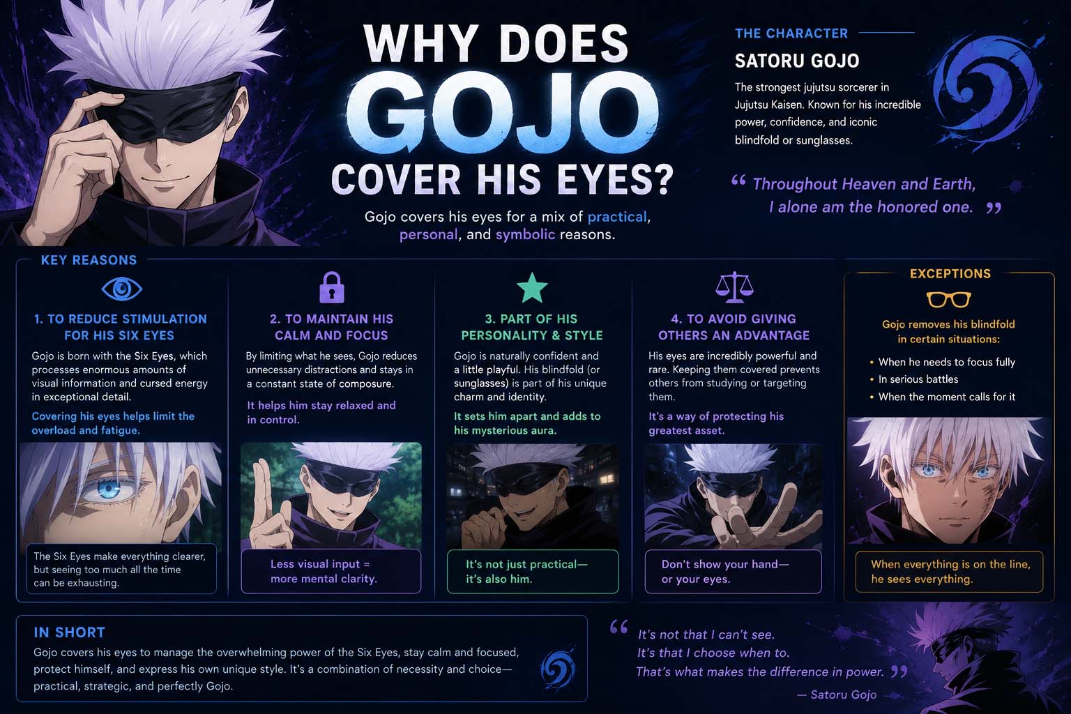 why does gojo cover his eyes