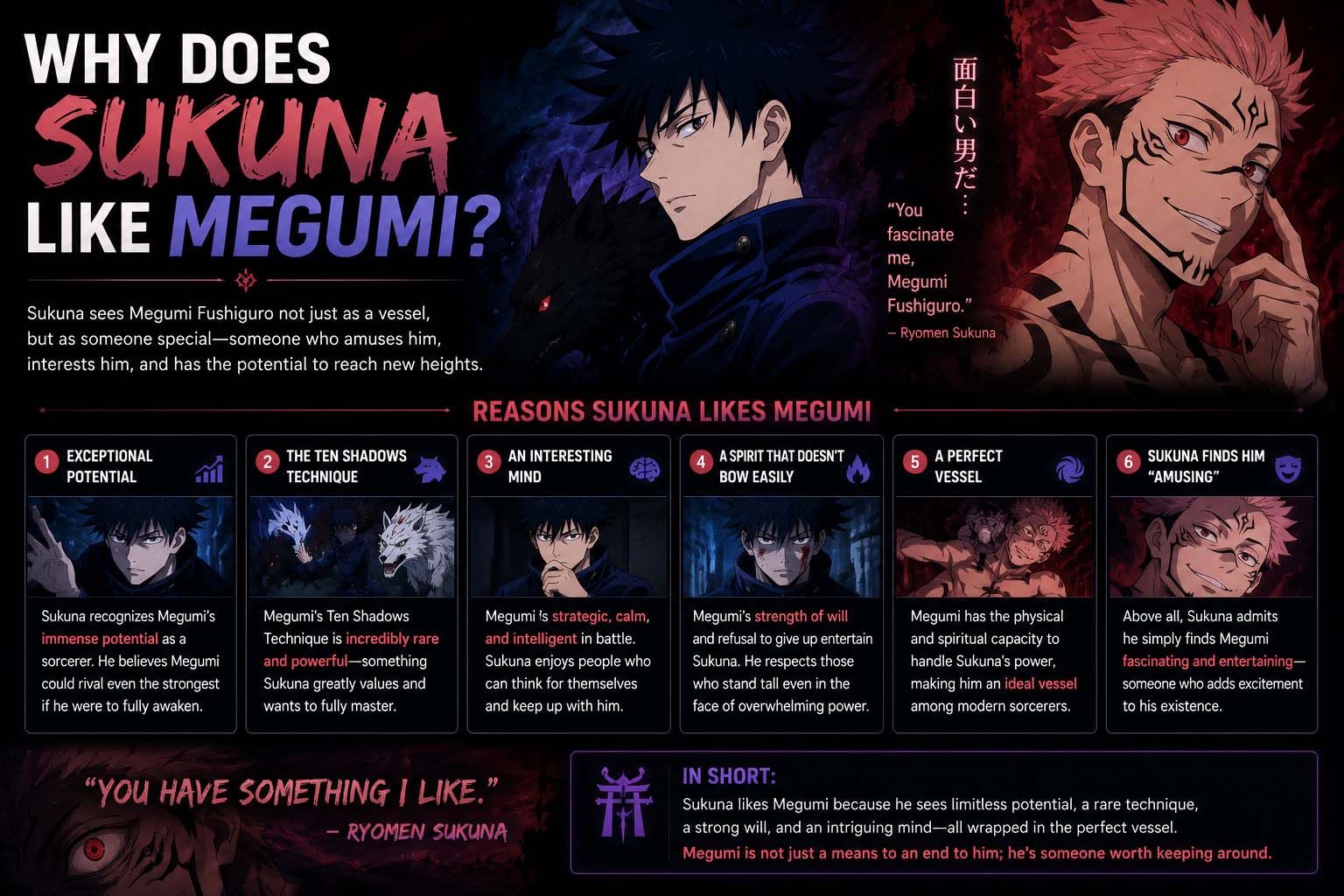 why does sukuna like megumi